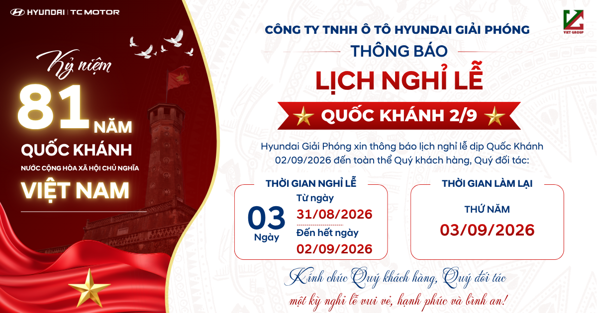 HYUNDAI GIẢI PHÓNG | THÔNG BÁO LỊCH NGHỈ LỄ QUỐC KHÁNH 02/9/2026 4 Do Trang Va Vang Co Dien Thong Bao Nghi Le Quoc Khanh Bai Dang Facebook 5