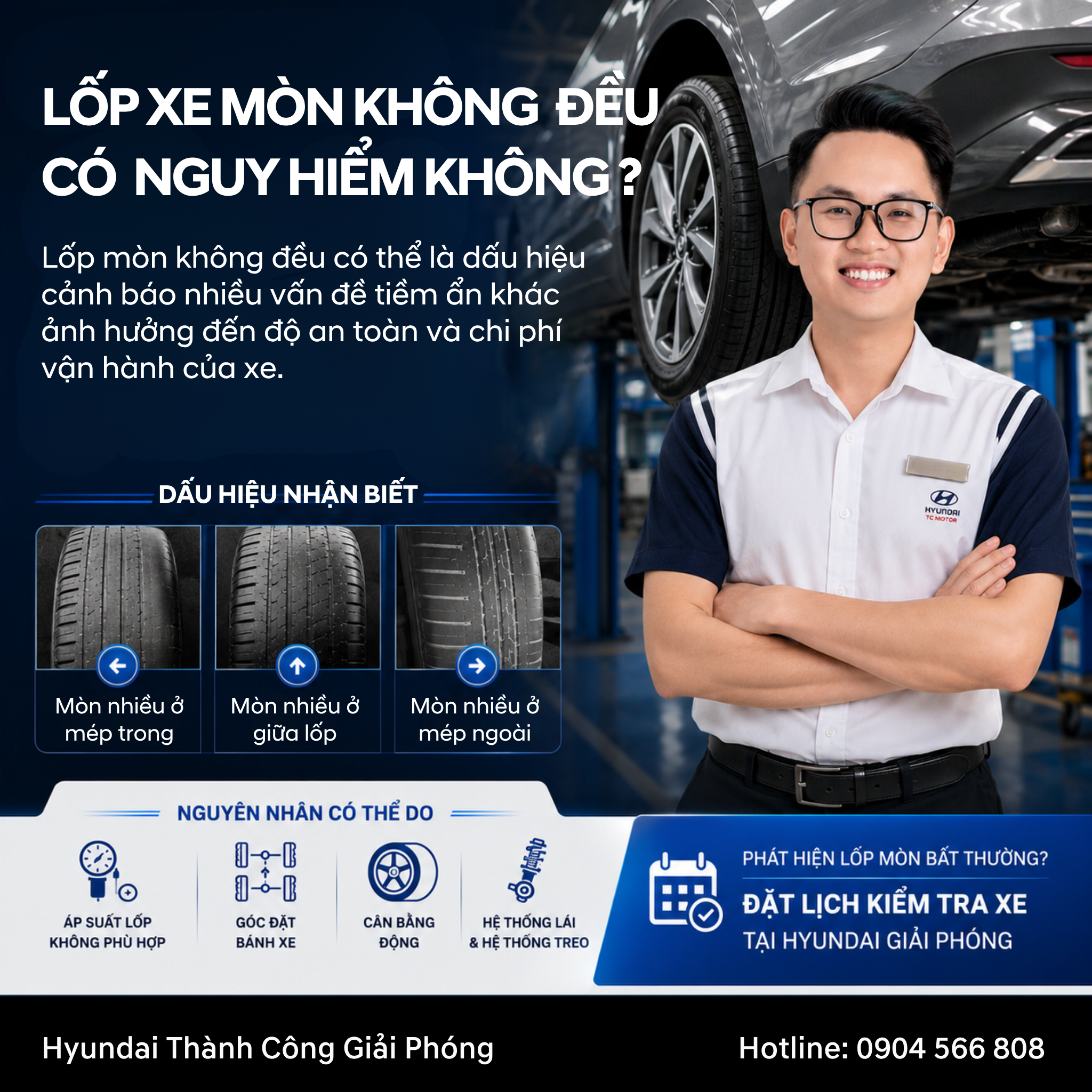 Lốp mòn không đều: Nguyên nhân và những vấn đề cần kiểm tra 2026 1 lốp mòn không đều