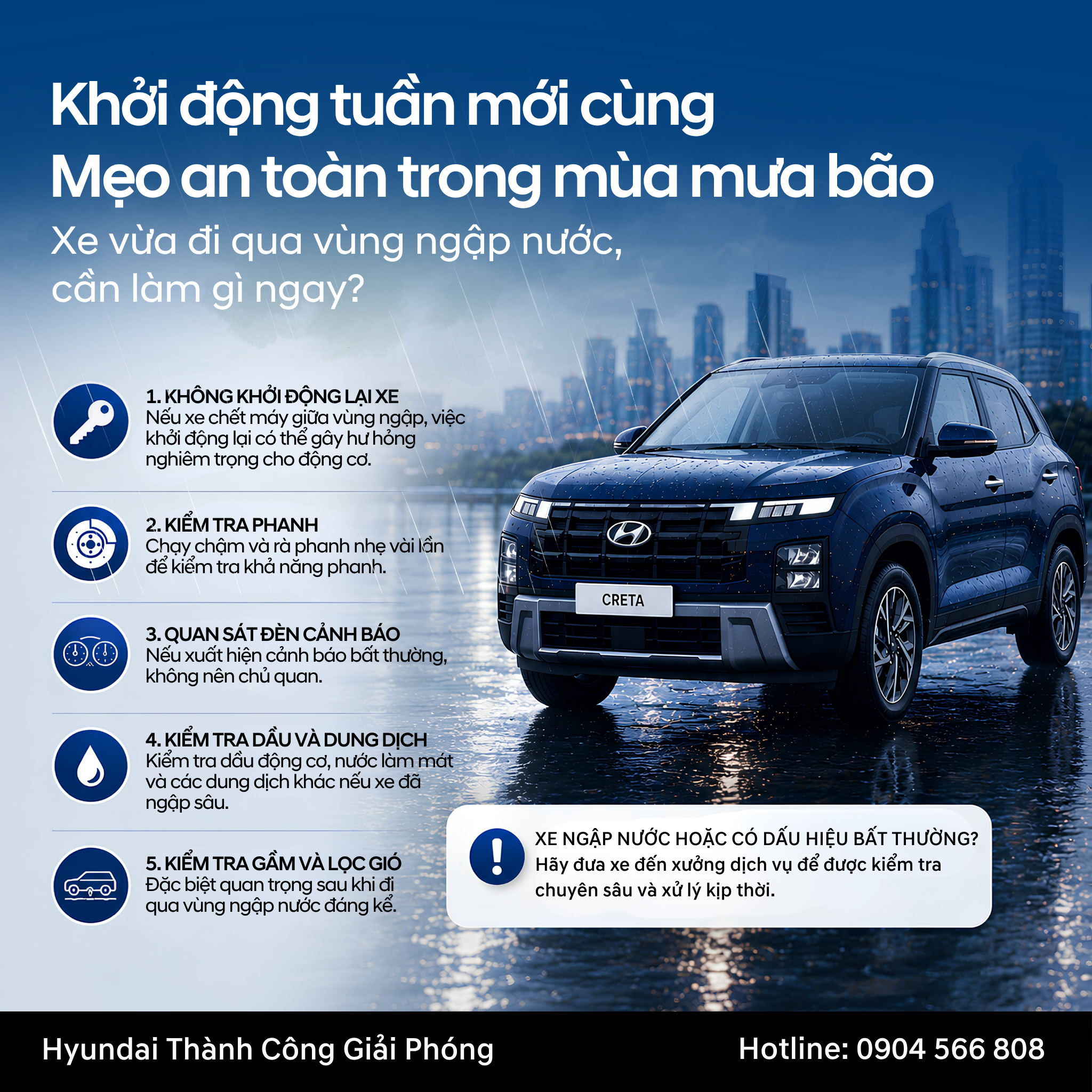 5 Việc Cần Làm Khi Xe Đi Qua Vùng Nước Ngập, Đừng Vội Tiếp Tục Hành Trình 1 xe đi qua vùng nước ngập