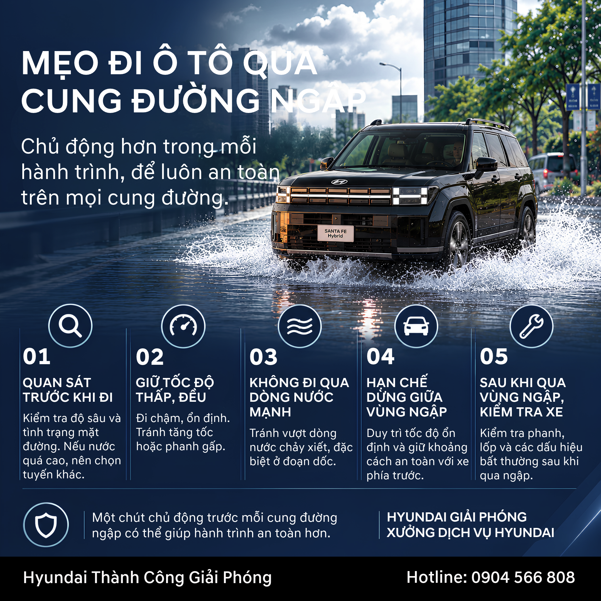 cách lái xe qua đường ngập